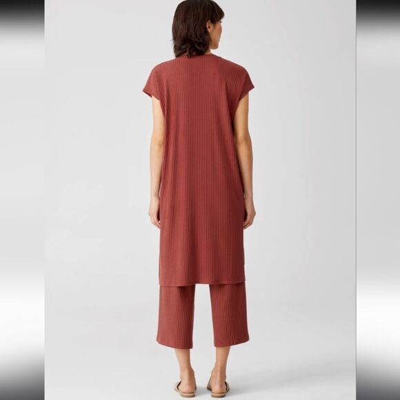 Eileen Fisher Ribbed Crew Neck Dress Terra Cotta size L - Picture 12 of 12